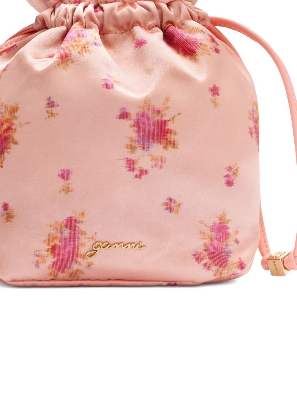 Borsa a fiori con coulisse in rosa Ganni - donna 