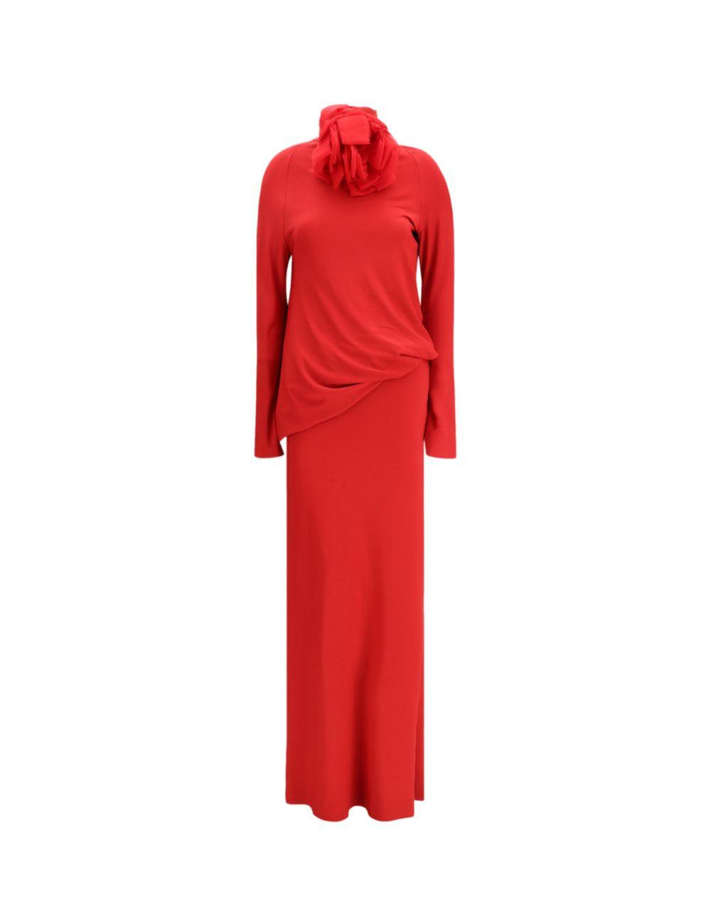 Abito maxi con applicazioni floreali in rosso Magda butrym - donna 