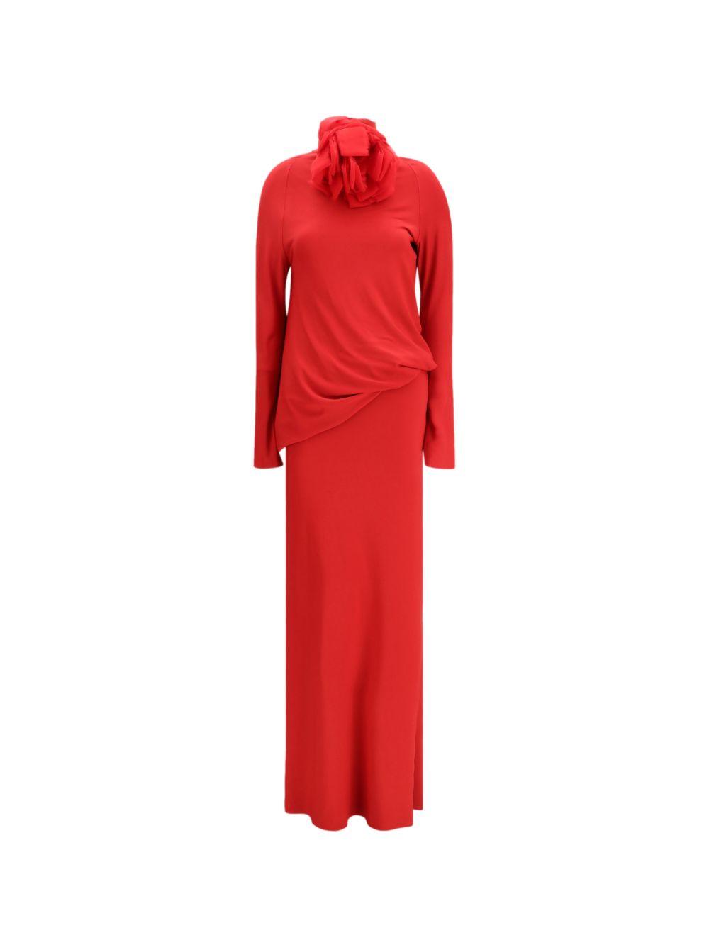 Abito maxi con applicazioni floreali in rosso Magda butrym - donna 