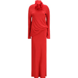 Abito maxi con applicazioni floreali in rosso Magda butrym - donna 