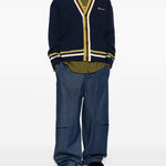 Cardigan a righe con ricamo in blu Marni - uomo 