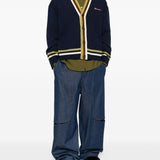 Cardigan a righe con ricamo in blu Marni - uomo 