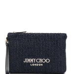 Clutch con logo stampato in rafia in blu Jimmy choo - donna 