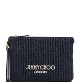 Clutch con logo stampato in rafia in blu Jimmy choo - donna 
