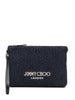 Clutch con logo stampato in rafia in blu Jimmy choo - donna