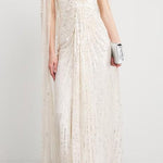 Abito da sera con paillettes goldfinger 007 in avorio Jenny packham - donna 