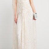 Abito da sera con paillettes goldfinger 007 in avorio Jenny packham - donna 