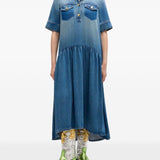 Abito in denim con ruches blu Ganni - donna 