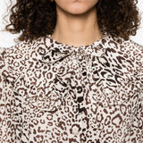 Blusa in seta con stampa leopardata in beige Alessandra rich - donna 