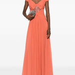 Abito da sera con dettaglio in pizzo in arancione Elie saab - donna 