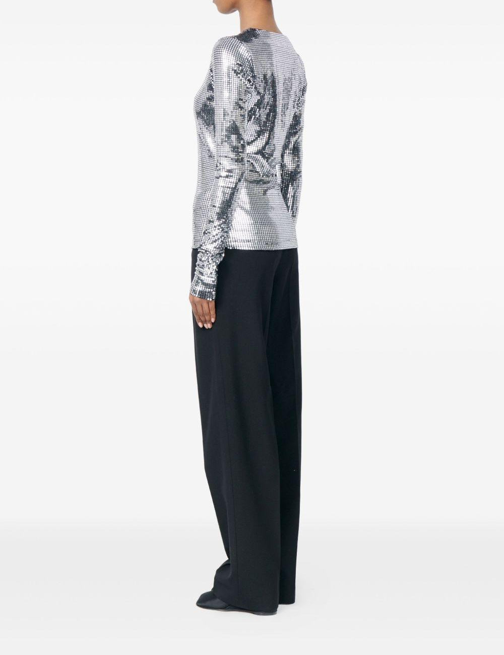 Top a maniche lunghe con decorazioni in argento Mm6 maison margiela - donna 
