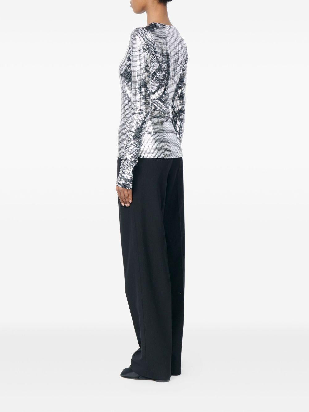 Top a maniche lunghe con decorazioni in argento Mm6 maison margiela - donna 