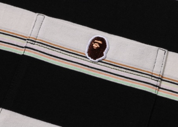 T-shirt a righe a maniche lunghe multicolore A bathing Ape - uomo 