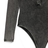 Body Fresya con bottoni sul davanti in nero 