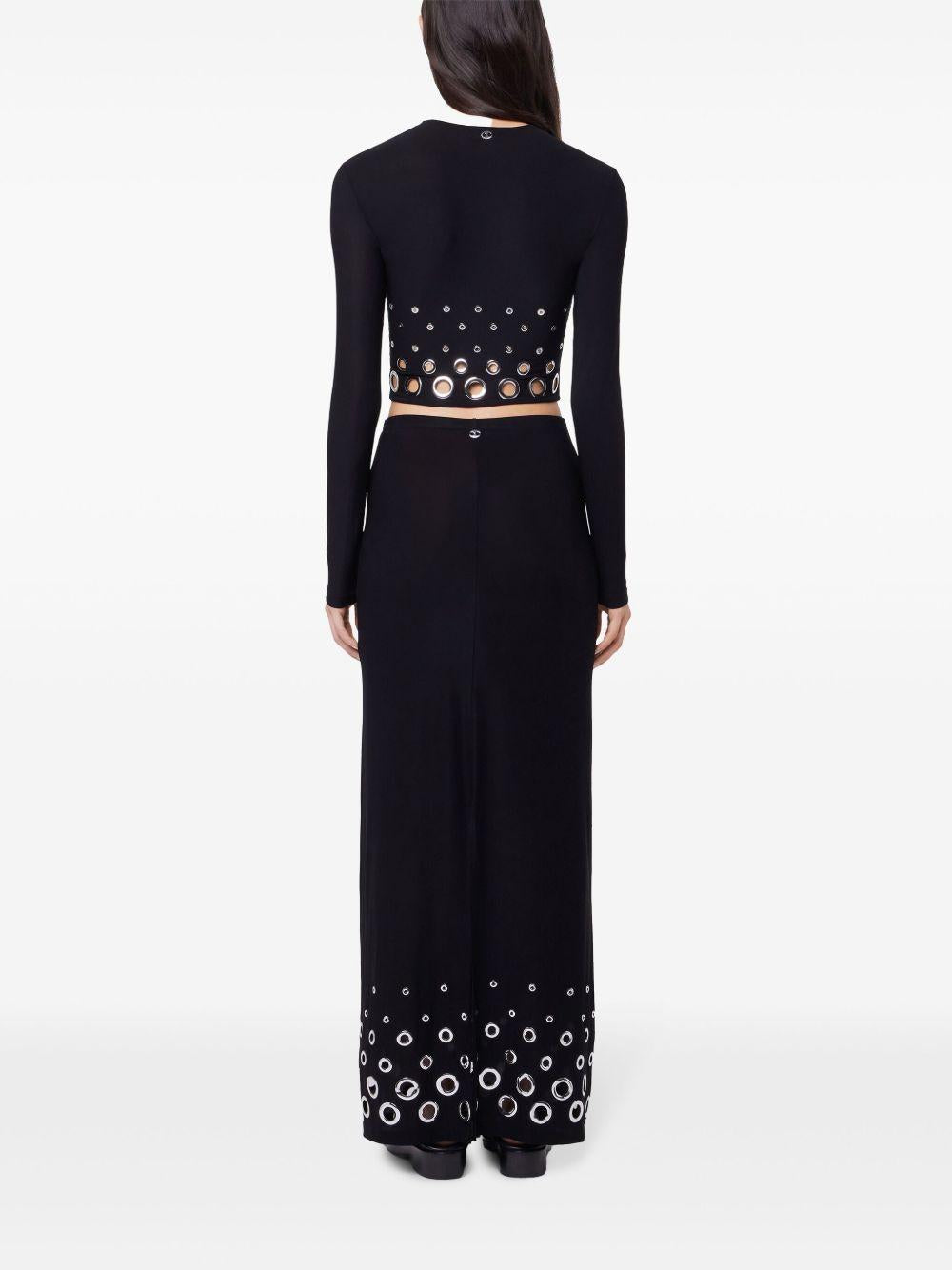 Gonna lunga con occhielli in nero Rabanne - donna 