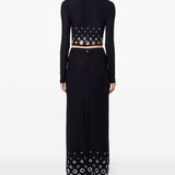 Gonna lunga con occhielli in nero Rabanne - donna 