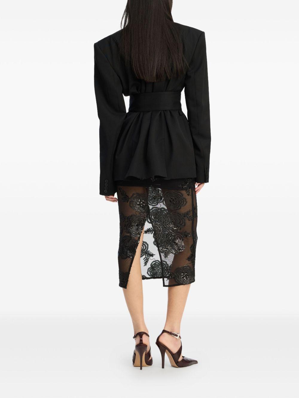 Gonna midi con decorazione a fiori in nero Rotate holiday - donna 