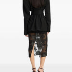 Gonna midi con decorazione a fiori in nero Rotate holiday - donna 
