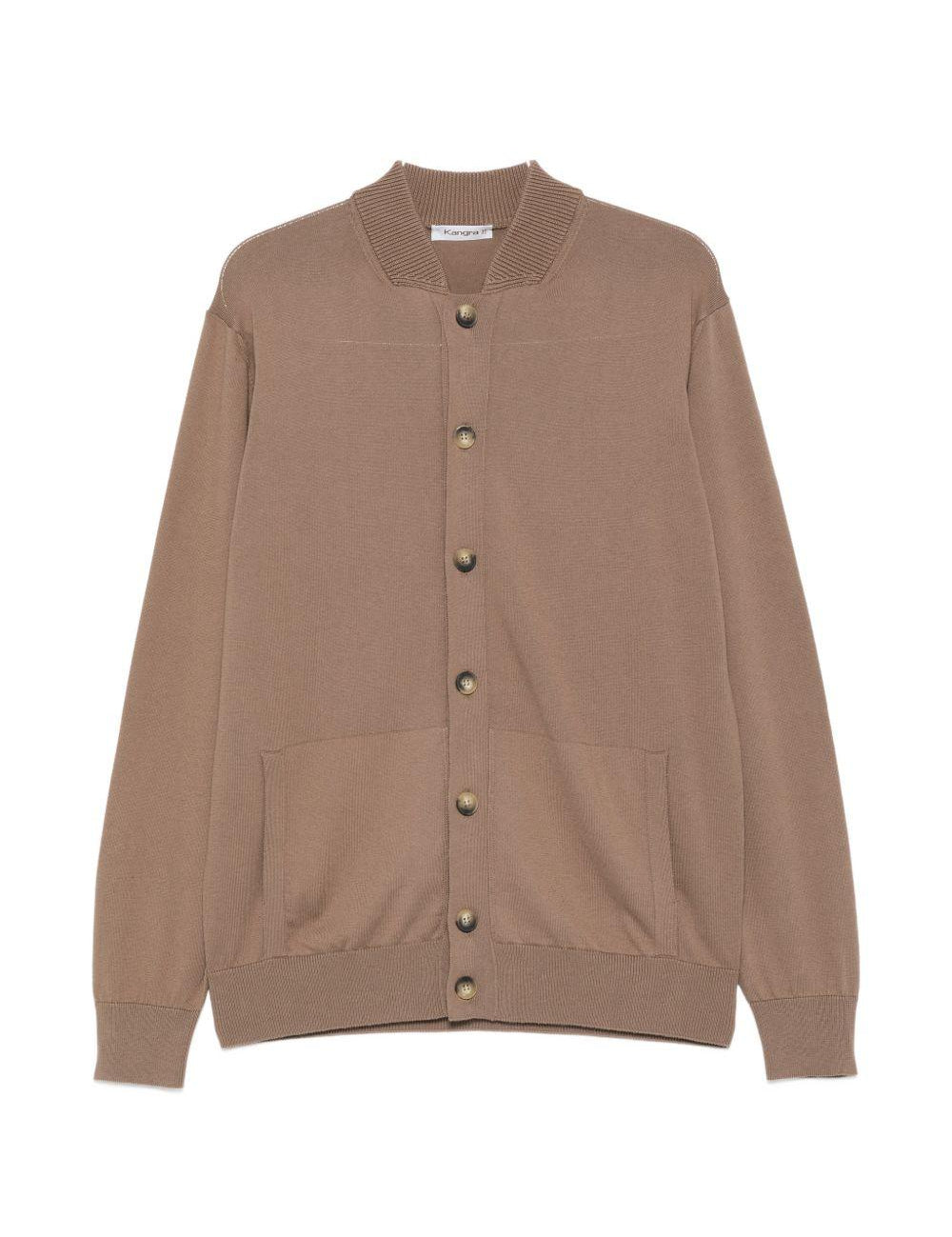Cardigan con tasca a marsupio in marrone Kangra - uomo 