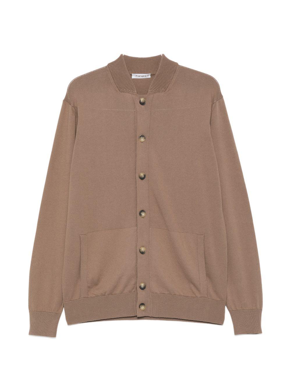 Cardigan con tasca a marsupio in marrone Kangra - uomo 
