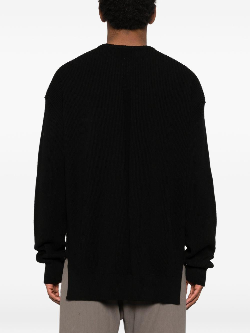 Maglione girocollo a maniche lunghe jumbo in nero Rick owens - uomo 