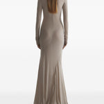 Abito lungo in jersey  a collo alto in beige Mugler - donna 