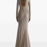 Abito lungo in jersey  a collo alto in beige Mugler - donna 