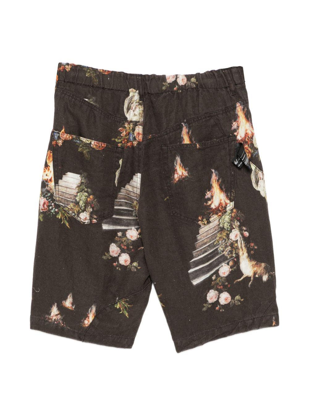 Pantaloncini con stampa floreale in nero Undercover - uomo 