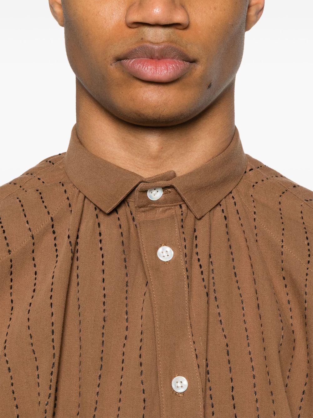 Camicia con cuciture decorative in marrone Glass Cypress - uomo 