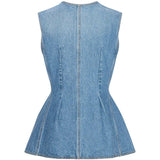 Gilet denim svasato in blu Rotate - donna 