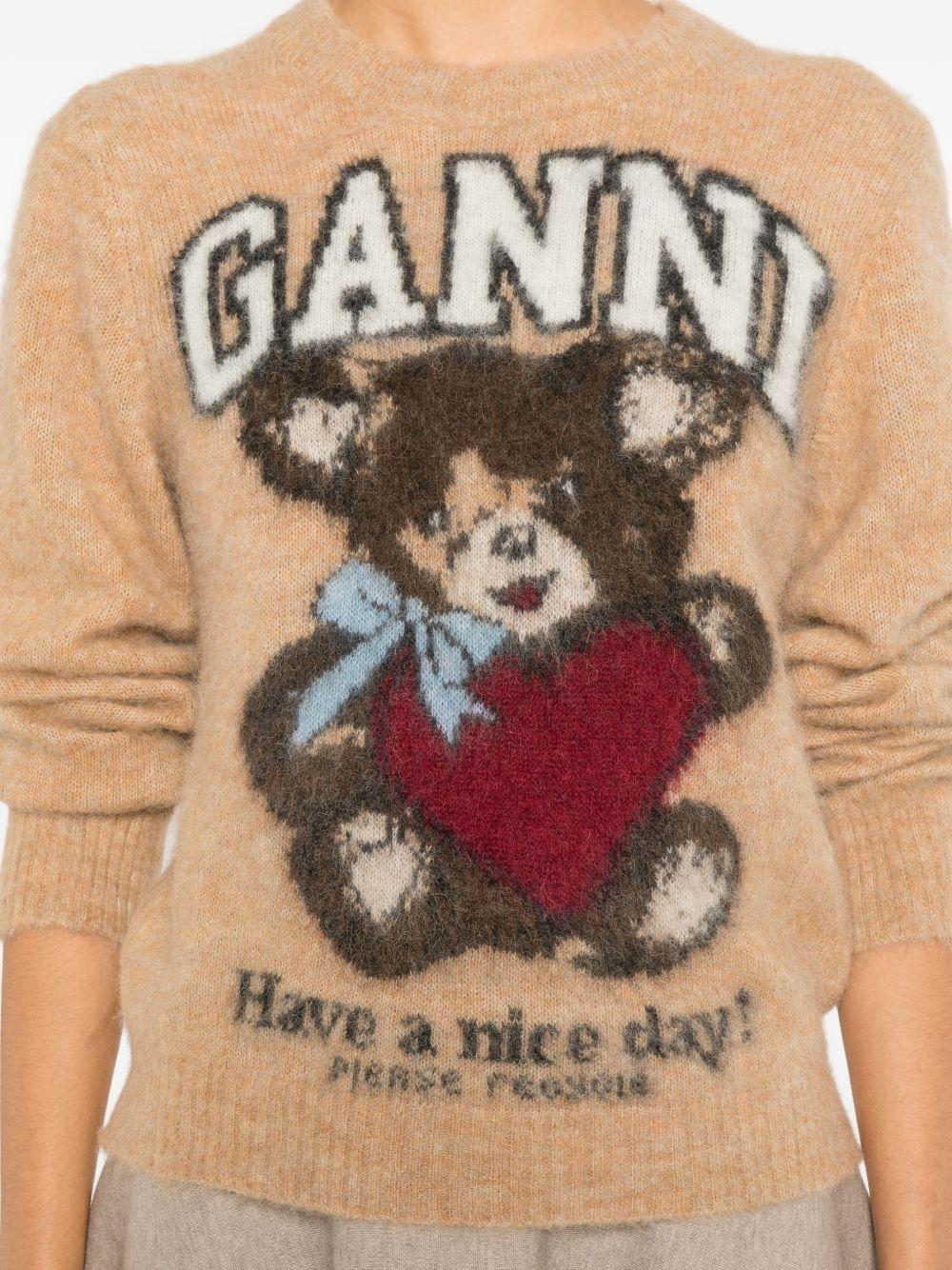 Maglione con motivo jacquard in marrone Ganni - donna 