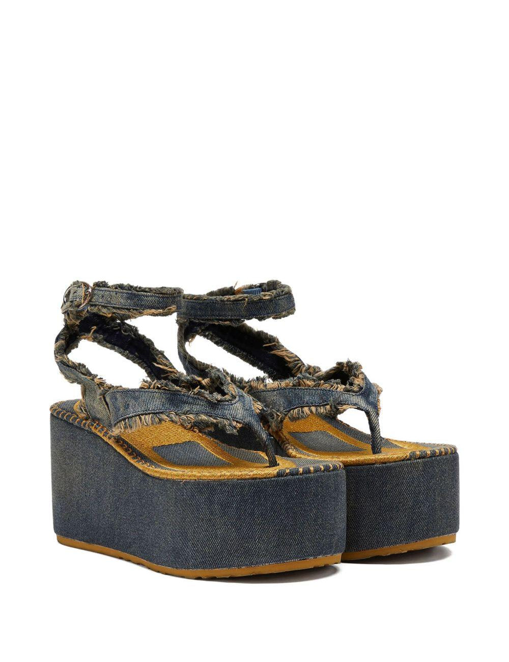 Sandali con plateau in blu Diesel - donna 