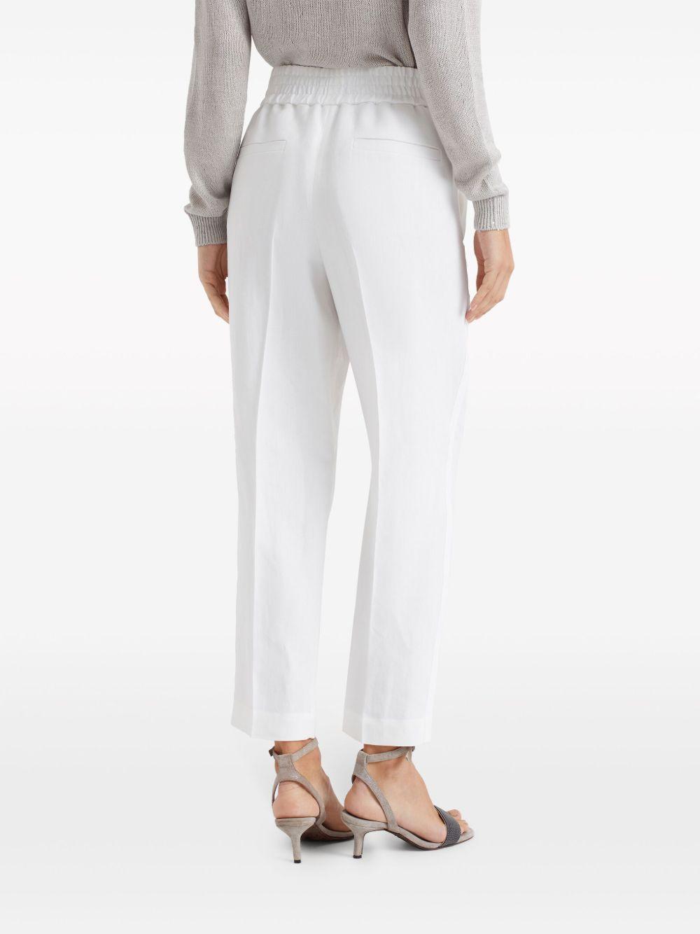 Pantaloni crop con dettaglio a righe in bianco Brunello cucinelli - donna 