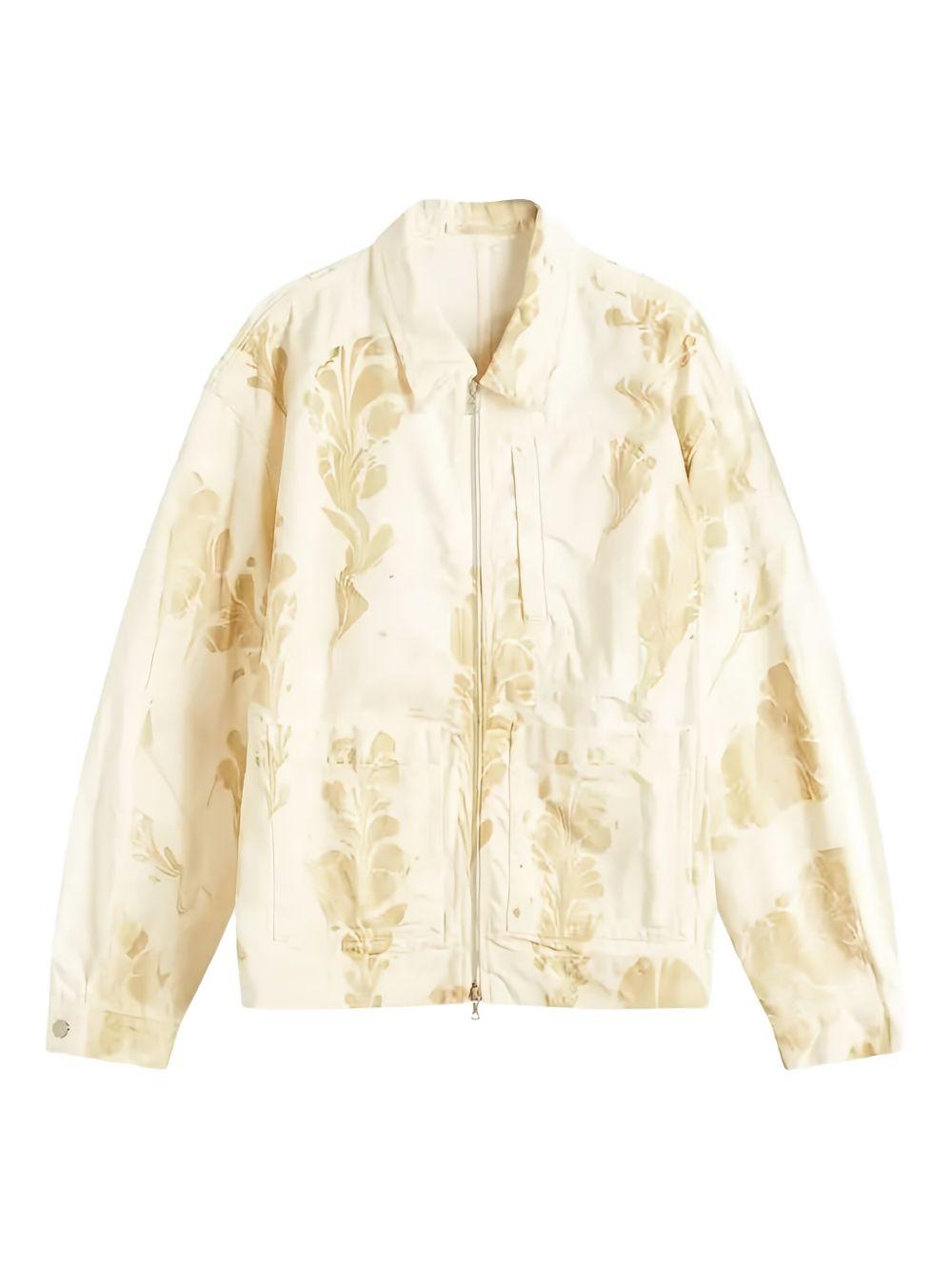 Giacca con stampa in beige e bianco Dries Van Noten - uomo 