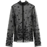 Blusa semi-trasparente con ricami in nero Toteme - donna 