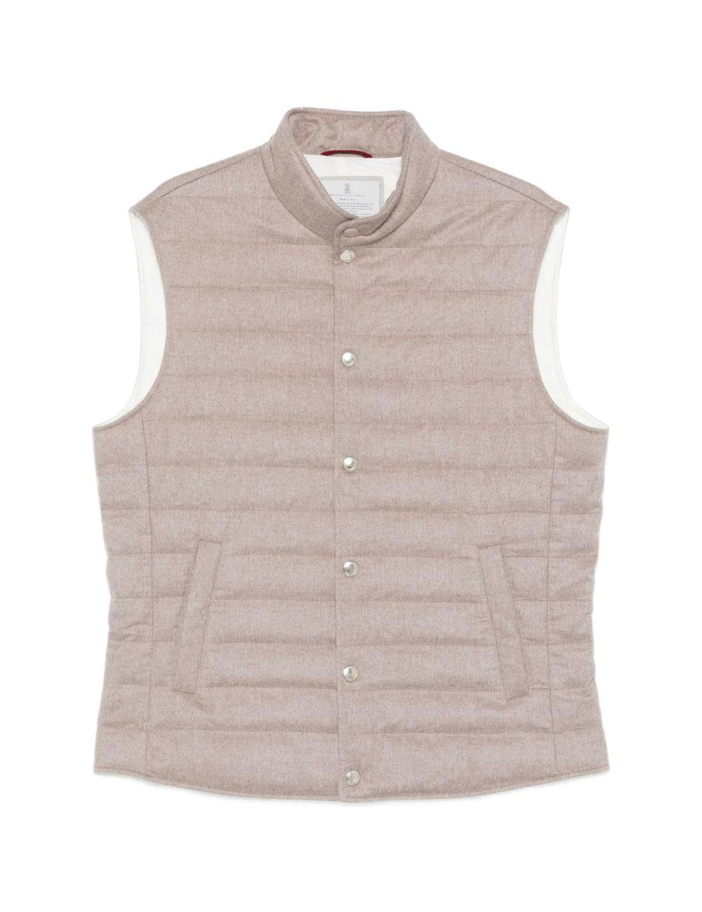 Gilet imbottito con tasche in beige Brunello Cucinelli - uomo 
