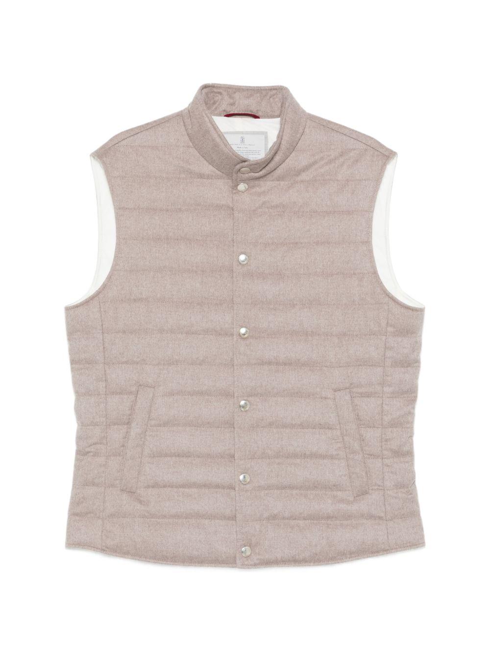 Gilet imbottito con tasche in beige Brunello Cucinelli - uomo 