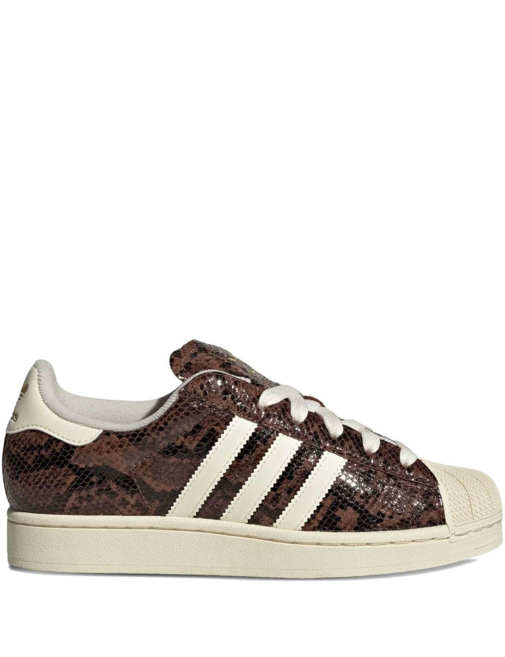 Sneakers superstar stampa animalier in marrone 