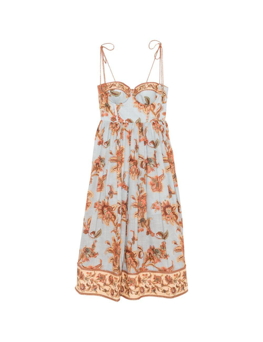 Abito midi a corsetto con stampa floreale Aster multicolore 