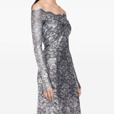 Abito in pizzo con spalle scoperte in grigio e argento  Rabanne - donna 