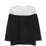 T-shirt a maniche lunghe con pannello trasparente in nero Mm6 maison margiela - donna 