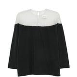 T-shirt a maniche lunghe con pannello trasparente in nero Mm6 maison margiela - donna 