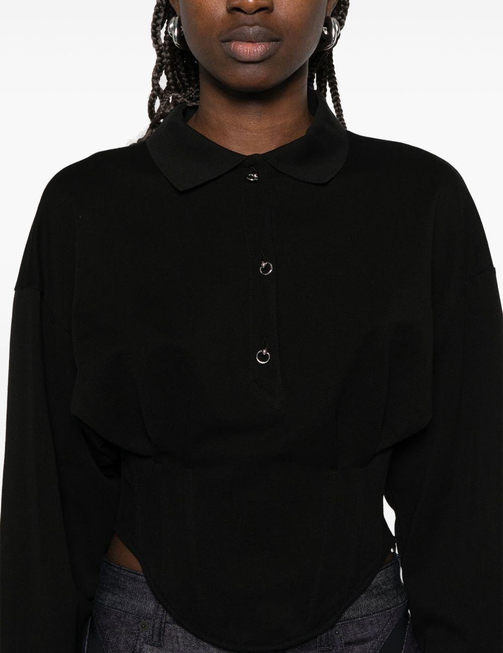 Blusa con dettaglio a corsetto in nero Mugler - donna 