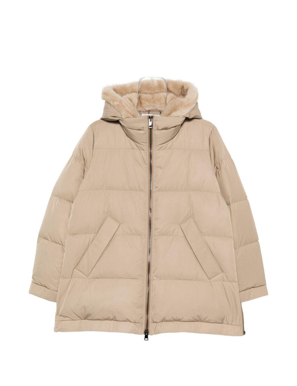 Piumino con cappuccio lou andrea in beige gotha - donna 