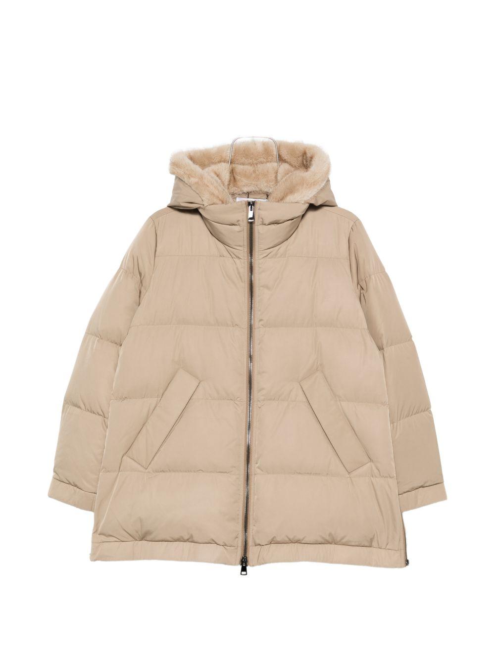 Piumino con cappuccio lou andrea in beige gotha - donna 