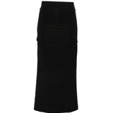 Gonna midi drappeggiata in nero 