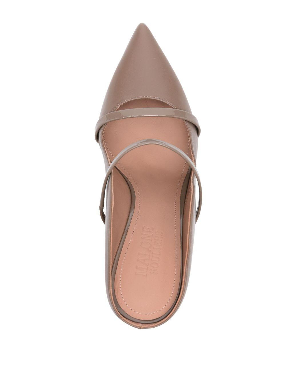 Mules Maureen 85 stiletto in nappa taupe 