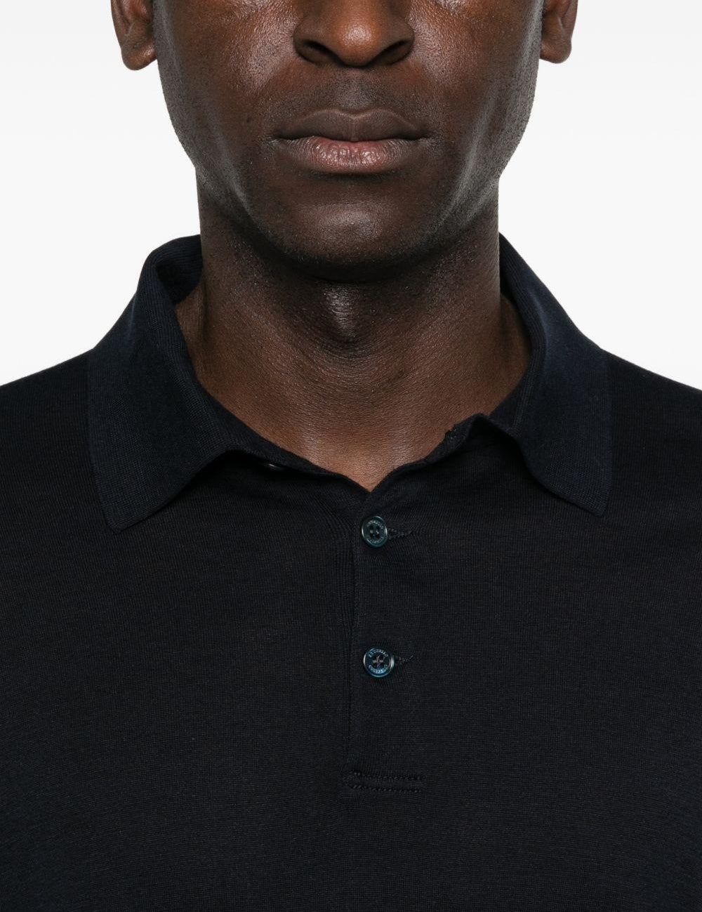 Polo a maniche lunghe in blu Brunello cucinelli - uomo 