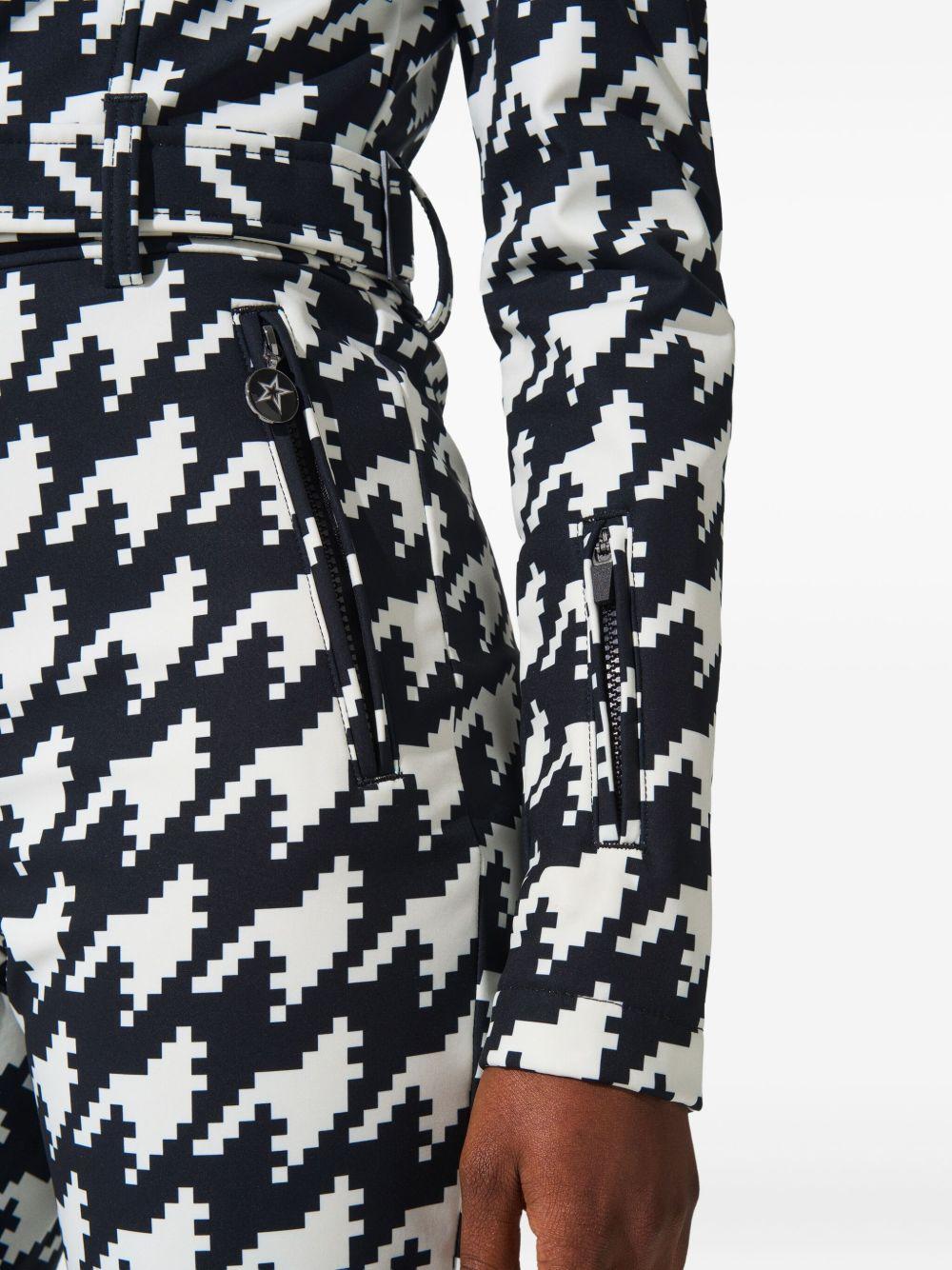 Tuta da sci con cappuccio pied de poule in bianco e nero Perfect moment - donna 