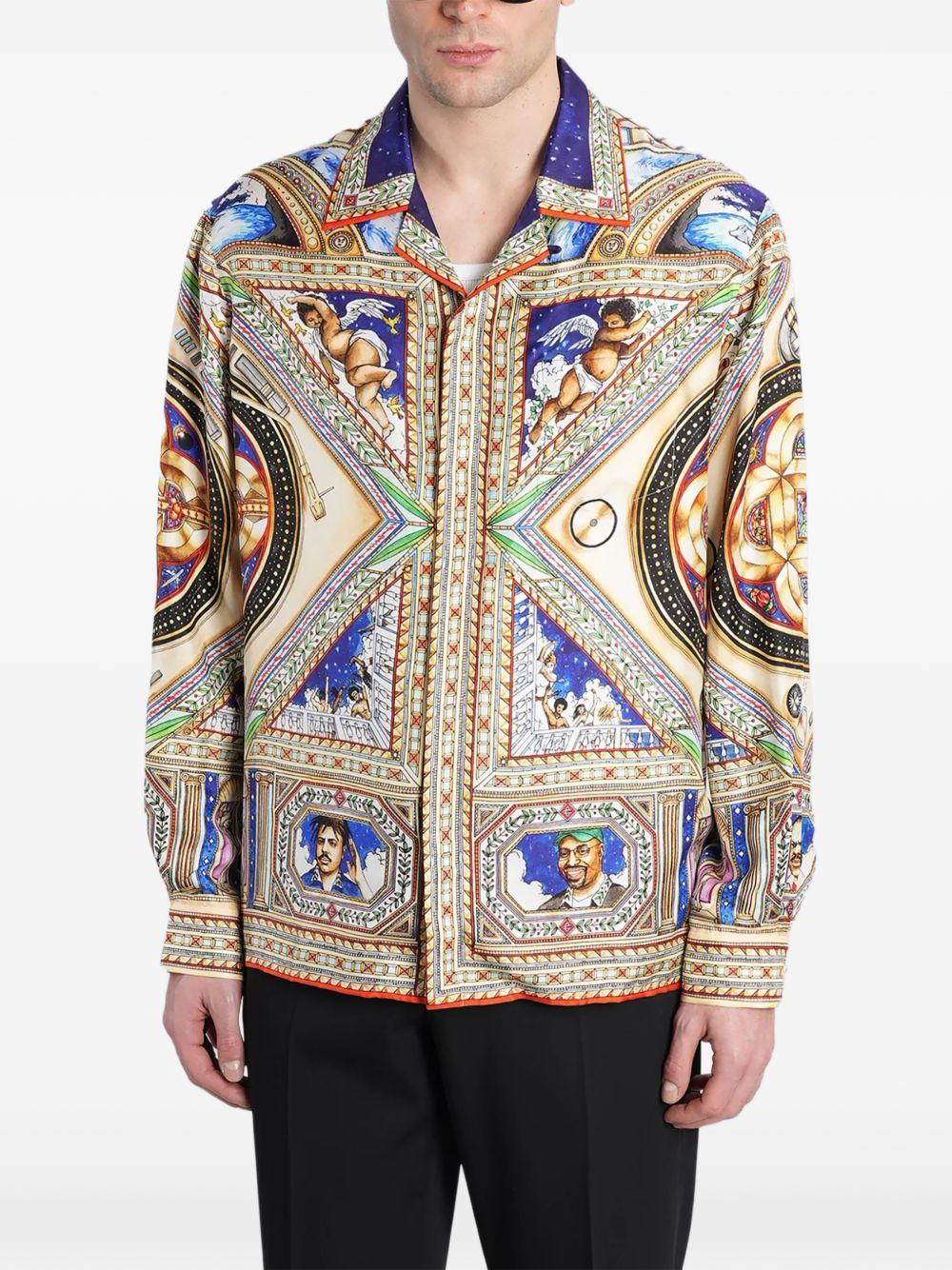 Camicia in seta con stampa grafica multicolore Casablanca - uomo 